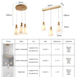 Suspension Led Japonaise En Bois Cônique Luminaire Chambre