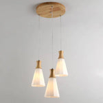 Suspension Led Japonaise En Bois Cônique Luminaire Chambre