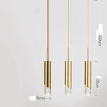 Suspension Led Luxe Métal Cylindre Beige / 3 Lampes Luminaire Chambre