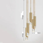 Suspension Led Luxe Métal Cylindre Beige / 5 Lampes Luminaire Chambre