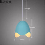 Suspension Led Macaron Œuf Ouvert Bleu Luminaire Chambre