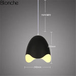 Suspension Led Macaron Œuf Ouvert Noir Luminaire Chambre