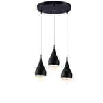 Suspension Led Main Moderne 3 Noirs - Base Ronde Luminaire Chambre