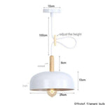 Suspension Led Métal Abat-Jour Arrondi Blanc Luminaire Chambre