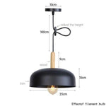 Suspension Led Métal Abat-Jour Arrondi Noir Luminaire Chambre