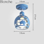 Suspension Led Métal Coloré Enfant Bleu Clair Luminaire Chambre