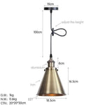 Suspension Led Métal Conique Loft Champagne Luminaire Chambre