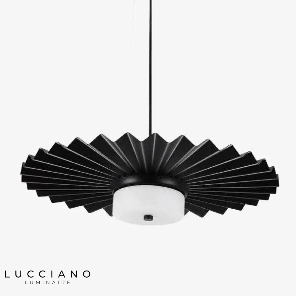 Suspension Led Métal Plissé Noir Loft Luminaire Chambre