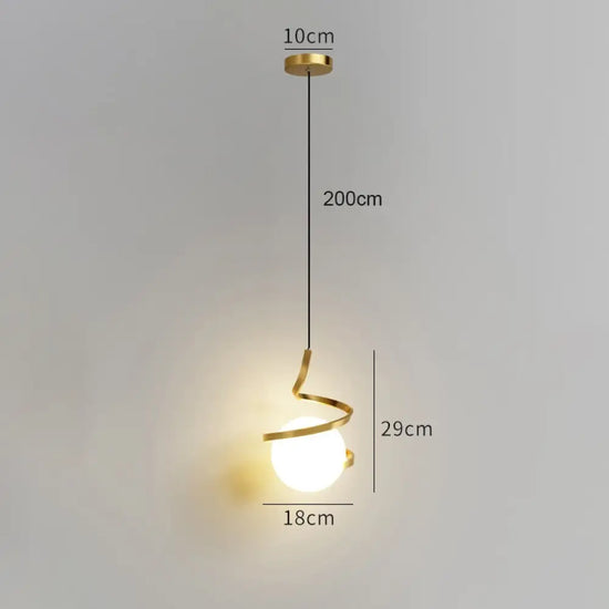 Suspension Led Minimaliste Ondulée Polino Doré Luminaire Chambre
