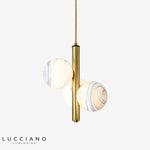 Suspension Led Moderne 3 Globes Lluna Doré - Planètes / Chaude Luminaire Chambre