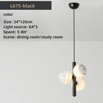 Suspension Led Moderne 3 Globes Lluna Noir - Planètes / Chaude Luminaire Chambre