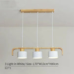 Suspension Led Moderne Bois Coloré Blanc - 3 Lampes Luminaire Chambre