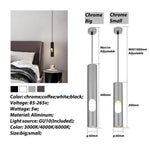 Suspension Led Moderne Cylindrique Aluminium Luminaire Chambre