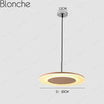 Suspension Led Moderne Disque Bois 30Cm Luminaire Chambre