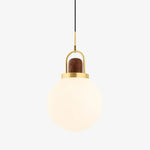 Suspension Led Moderne Verre Et Bois B - D20Cm / Chaude Luminaire Chambre