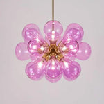 Suspension Led Multiballon Verre Coloré Rose Luminaire Chambre