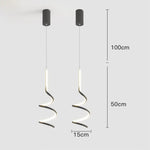 Suspension Led Ondulée Minimaliste Polino Noir - 2 Lampes / Chaude Luminaire Chambre