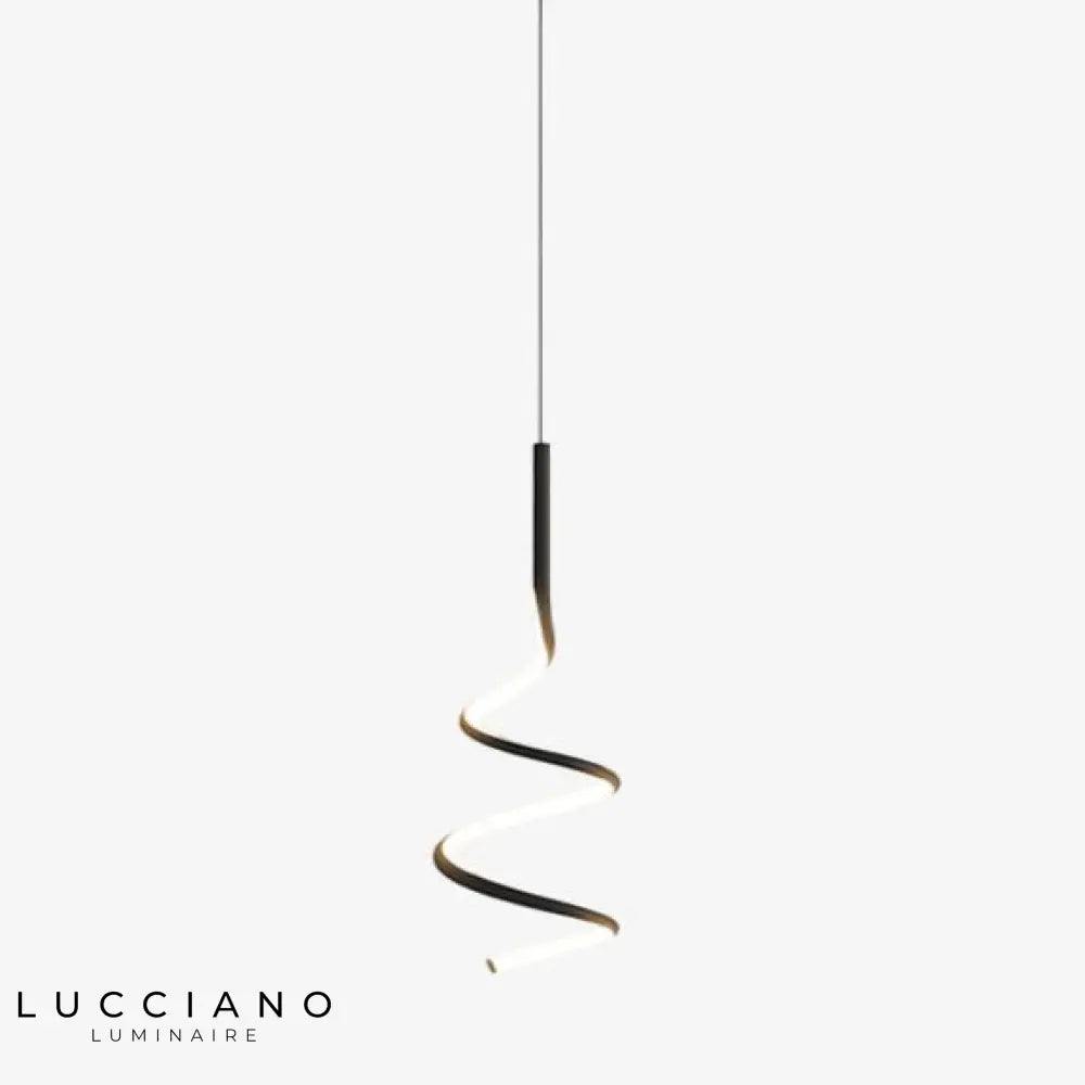 Suspension Led Ondulée Minimaliste Polino Noir / Chaude Luminaire Chambre