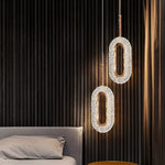 Suspension Led Ovale Dorée Elaia Luminaire Chambre