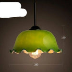 Suspension Led Rétro Avec Abat-Jour Courbé Vert Luminaire Chambre