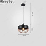 Suspension Led Rétro Cage Métal America Noir / C Luminaire Chambre