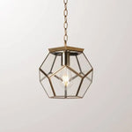 Suspension Led Rétro En Verre Pentagonal Cuivré Luminaire Chambre