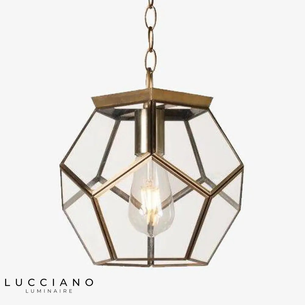 Suspension Led Rétro En Verre Pentagonal Luminaire Chambre