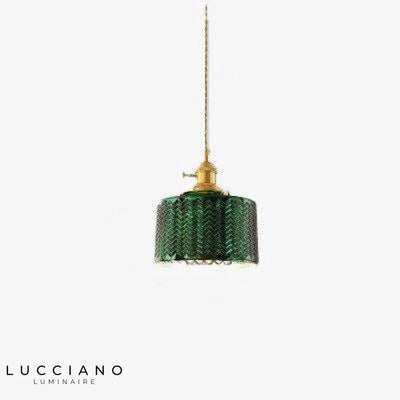 Suspension LED rétro verre vert Yuja
