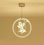 Suspension Led Ronde Avec Oiseau Blanc - 1 Ange Luminaire Chambre