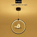 Suspension Led Ronde Avec Oiseau Noir - 1 Luminaire Chambre