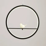 Suspension Led Ronde Avec Oiseaux 20Cm - 1 Oiseau / Noir Chaude Luminaire Chambre