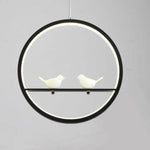 Suspension Led Ronde Avec Oiseaux 30Cm - 2 / Noir Chaude Luminaire Chambre