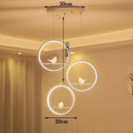 Suspension Led Ronde Avec Oiseaux Luminaire Chambre