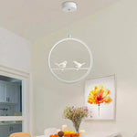 Suspension Led Ronde Avec Oiseaux Luminaire Chambre