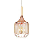 Suspension Led Rose Gold Et Cristal Luminaire Cuivre