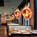 Suspension Led Verre Coloré Déformé Luminaire Doré