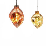 Suspension Led Verre Coloré Déformé Luminaire Doré