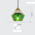 Suspension Led Verre Et Doré Cage Vert - C Luminaire Chambre