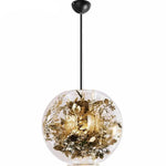 Suspension Led Verre Fleurs Dorées Luminaire Chambre