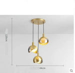 Suspension Led Verre Métal Doré 44 X 120Cm / 3 Couleurs Luminaire Chambre