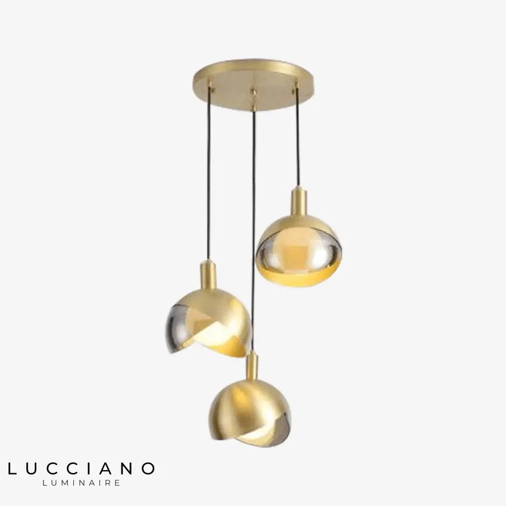 Suspension Led Verre Métal Doré Luminaire Chambre