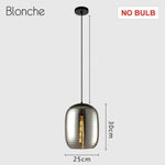 Suspension Led Verre Ovale Industrielle Luminaire Chambre