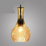 Suspension Led Verre Style Cognac 14 X 24Cm Luminaire Chambre