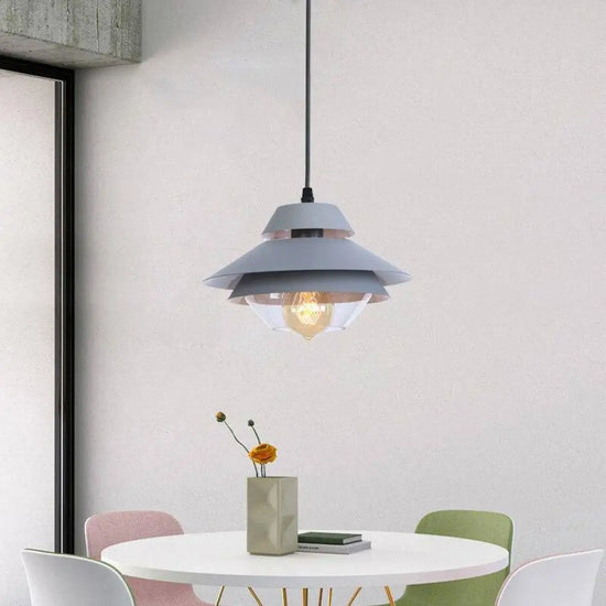 Suspension Led Vintage Métal Et Verre Coloré Luminaire Chambre
