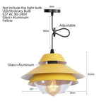 Suspension Led Vintage Métal Et Verre Coloré Luminaire Chambre