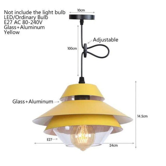 Suspension Led Vintage Métal Et Verre Coloré Luminaire Chambre