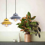 Suspension Led Vintage Métal Et Verre Coloré Luminaire Chambre