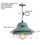 Suspension Led Vintage Métal Et Verre Coloré Vert Luminaire Chambre
