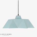 Suspension Led Vintage Métal Triangles Turquoise Luminaire Chambre