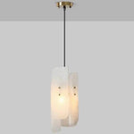 Suspension Marbre Blanc Led Luxe 15 X 40Cm Luminaire Chambre